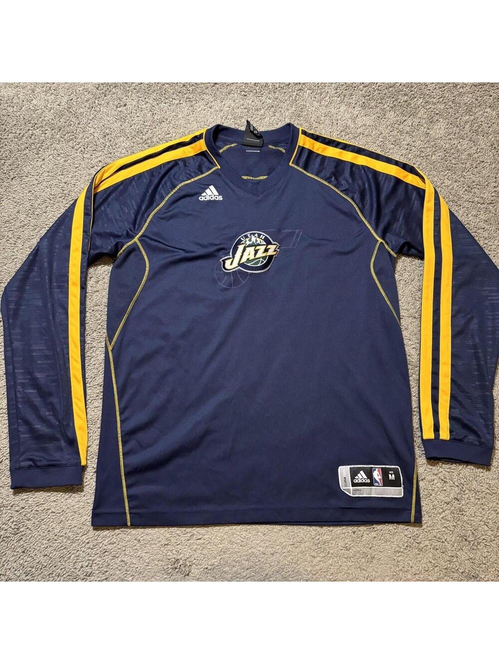 Utah Jazz Adidas NBA Shooting Shirt Mens Medium Navy Blue Long Sleeve Warm Up